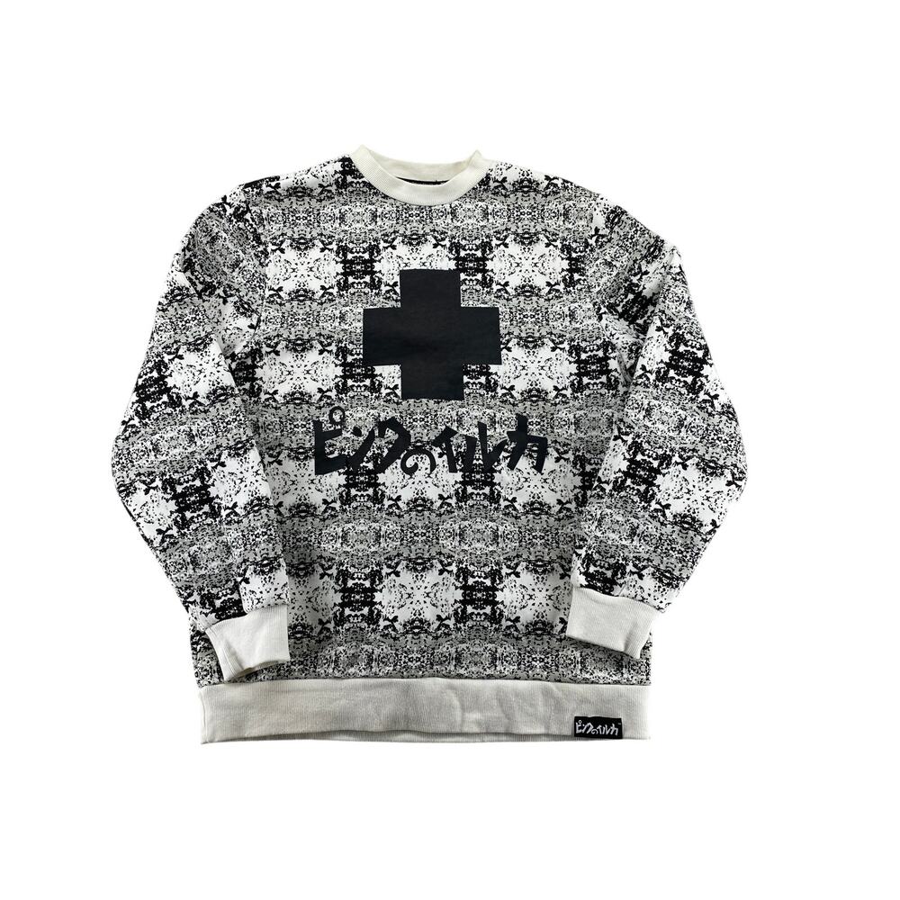 Pink Dolphin Graphic Crewneck Sweatshirt XL Black White Streetwear Pullover